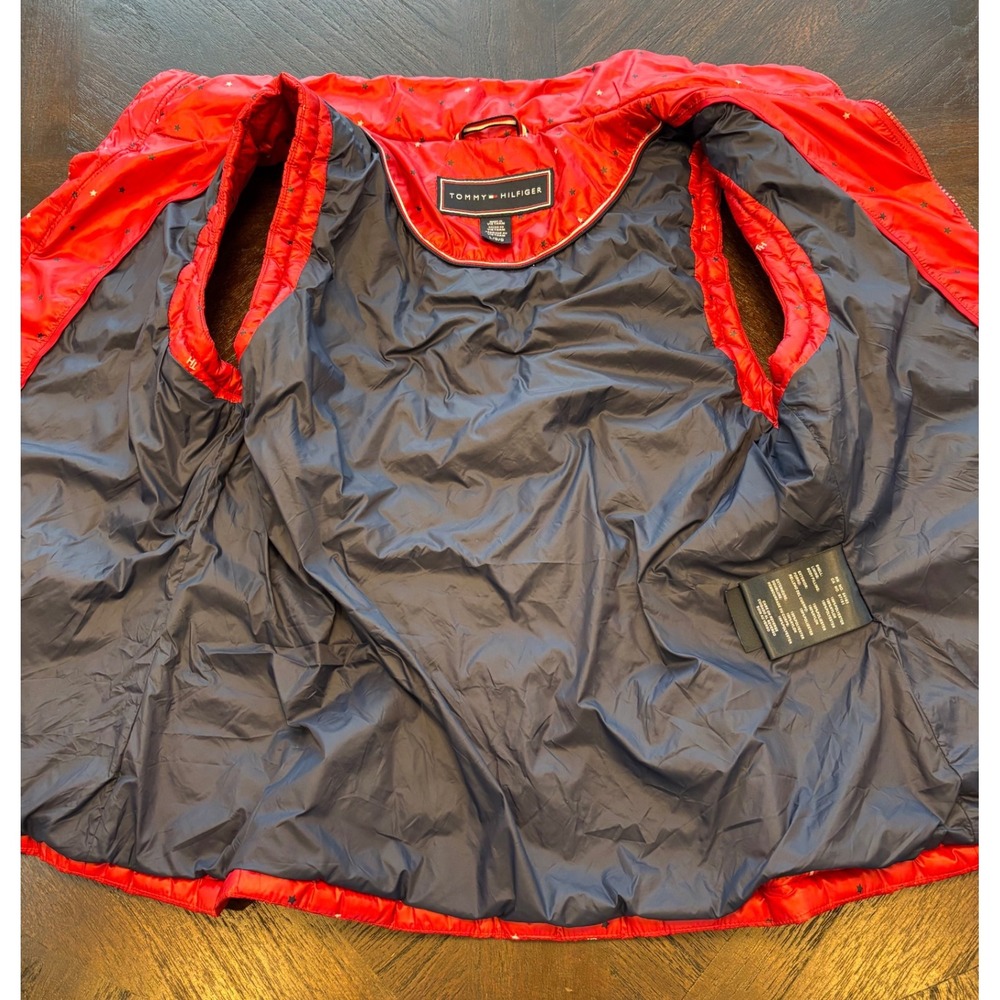Tommy Hilfiger Womens Red Quilted Puffer Vest Star Print Full Zip Size Large - Picture 8 of 15